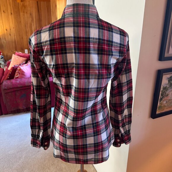 PJ. CREW White Red Blue Black Plaid Tartan Perfect Fit Button Down Shirt – XS - Picture 7 of 9